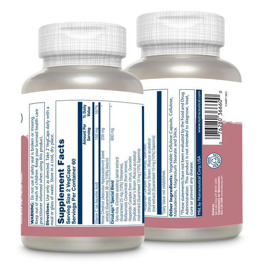 SOLARAY CircuLegs bottle label highlights horse chestnut extract and aescin