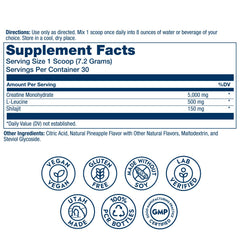 SOLARAY Creatine with Shilajit bottle label highlights quality and ingredients.