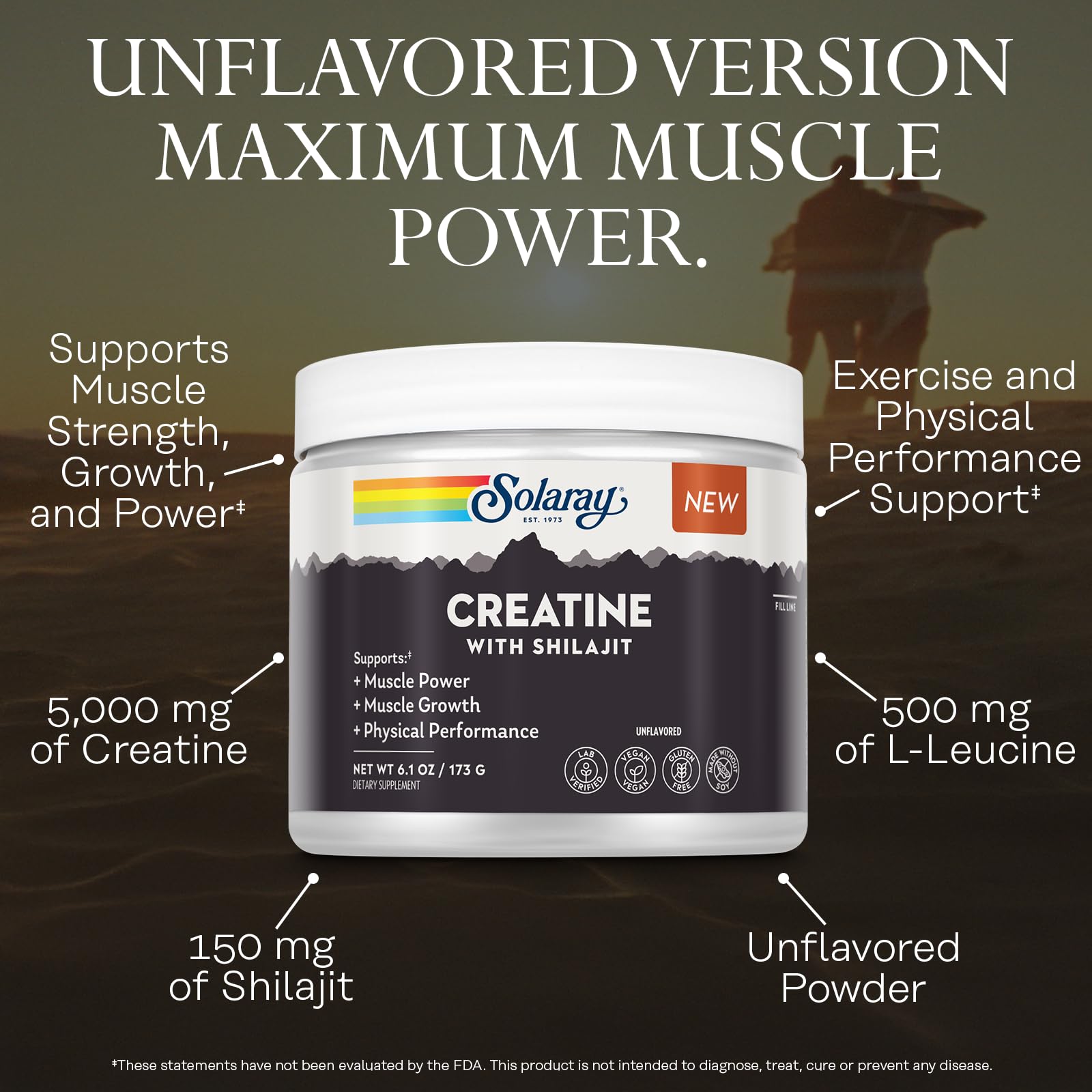 SOLARAY Creatine with Shilajit being mixed into a shake for flavor-neutral nutrition.