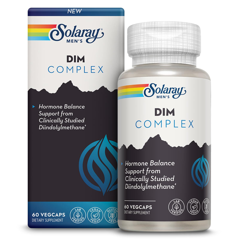 SOLARAY DIM for Men bottle displays 200 mg dose for daily wellness.