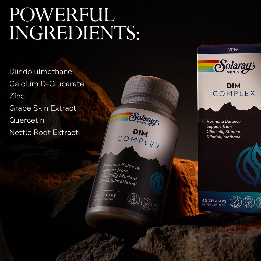 SOLARAY DIM label featuring grape skin extract, quercetin, and nettle root.