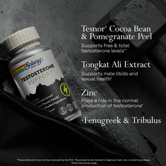 SOLARAY Fenugreek and Tribulus extract blend display for overall wellness support.