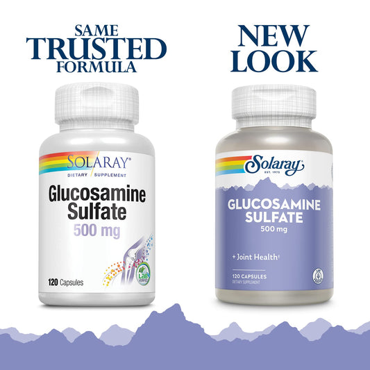 SOLARAY glucosamine sulfate capsules close-up for everyday joint resilience and mobility.