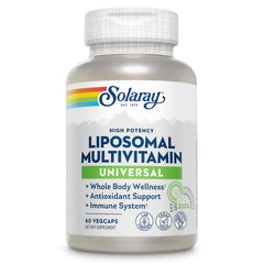 SOLARAY Liposomal Multivitamin bottle front for daily energy support and enhanced absorption.