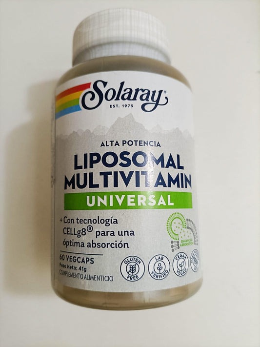 SOLARAY Liposomal Multivitamin bottle with capsules for daily use