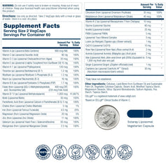 SOLARAY liposomal multivitamin capsules close-up highlighting easy-to-swallow vegcaps.