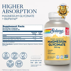 SOLARAY Magnesium Glycinate capsules close-up showing chelated bisglycinate