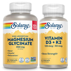 SOLARAY magnesium glycinate d3 k2 bundle bottle supports daily energy and bone health