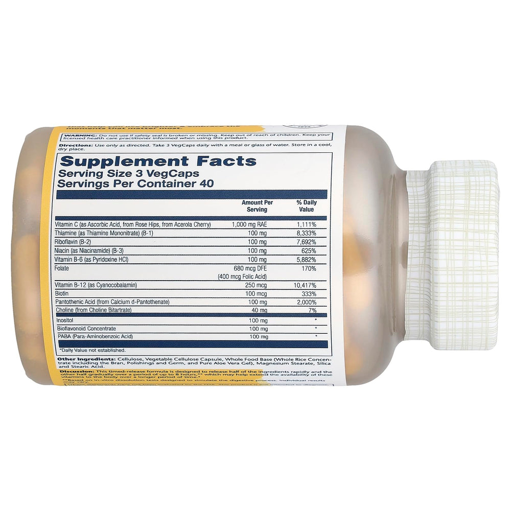 Solaray Mega B Stress capsules in vial suggesting ongoing energy and mood balance