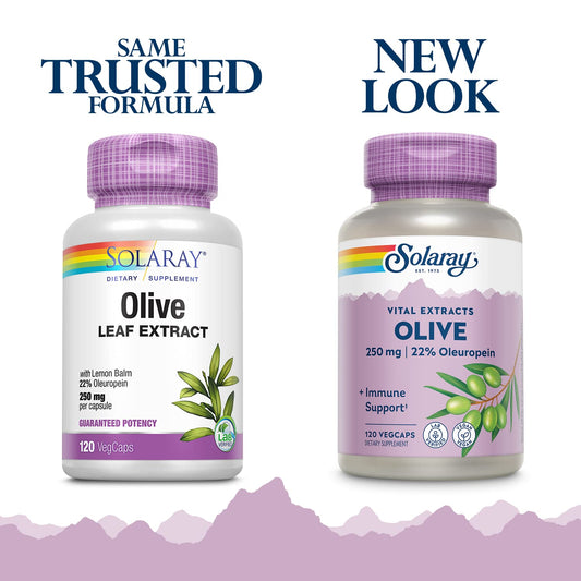SOLARAY olive leaf extract bottle showcases vegan wellness option