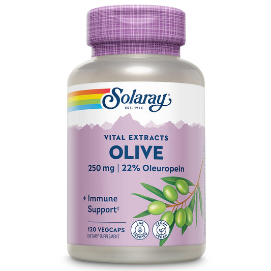SOLARAY olive leaf extract capsules for convenient daily wellness support