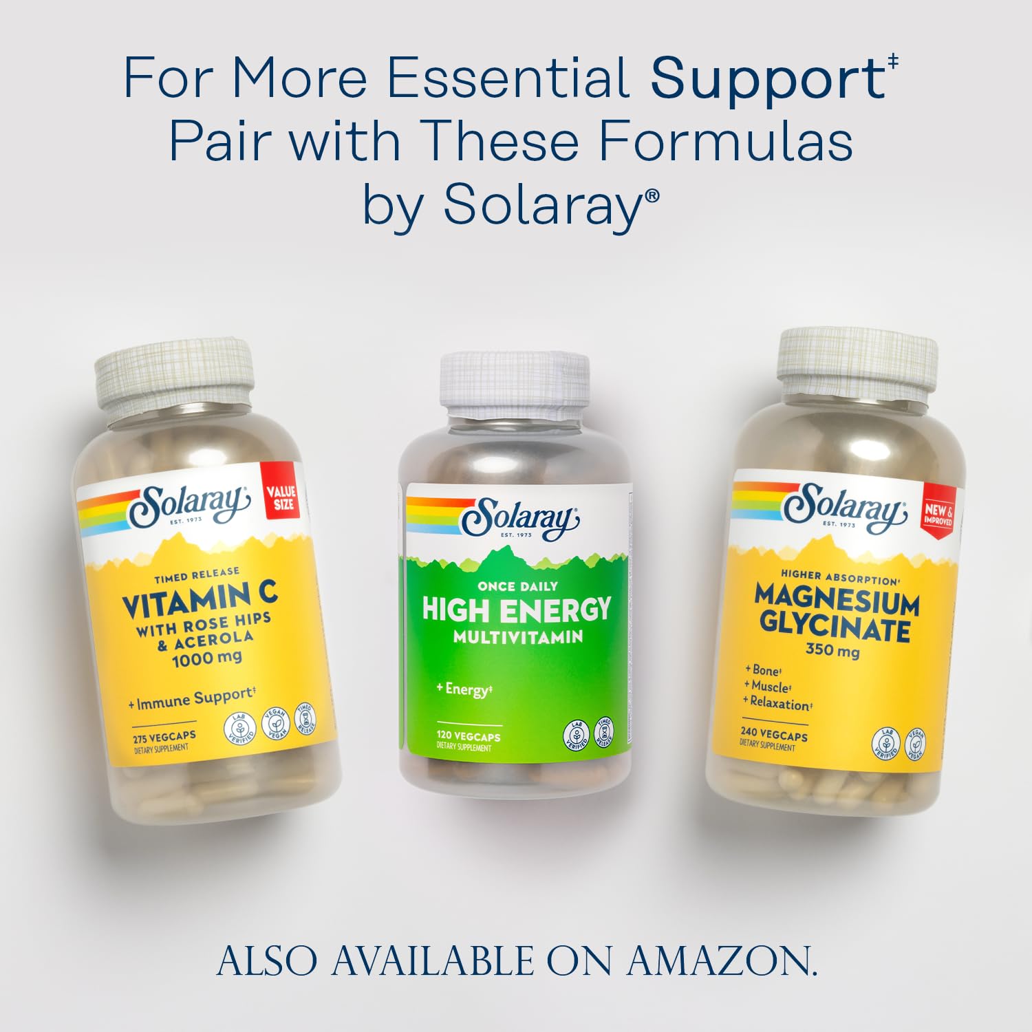 SOLARAY lab-purity seal on packaging confirms tested potency.