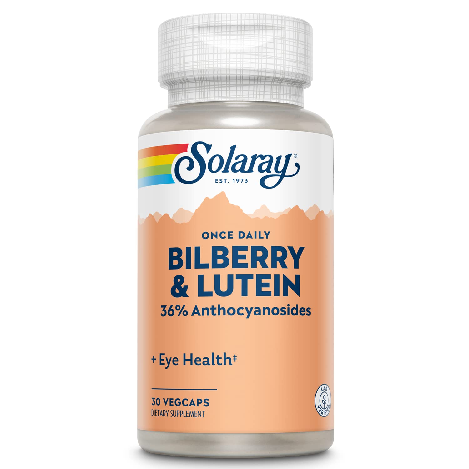 SOLARAY One Daily Bilberry and Lutein bottle for daily eye support.