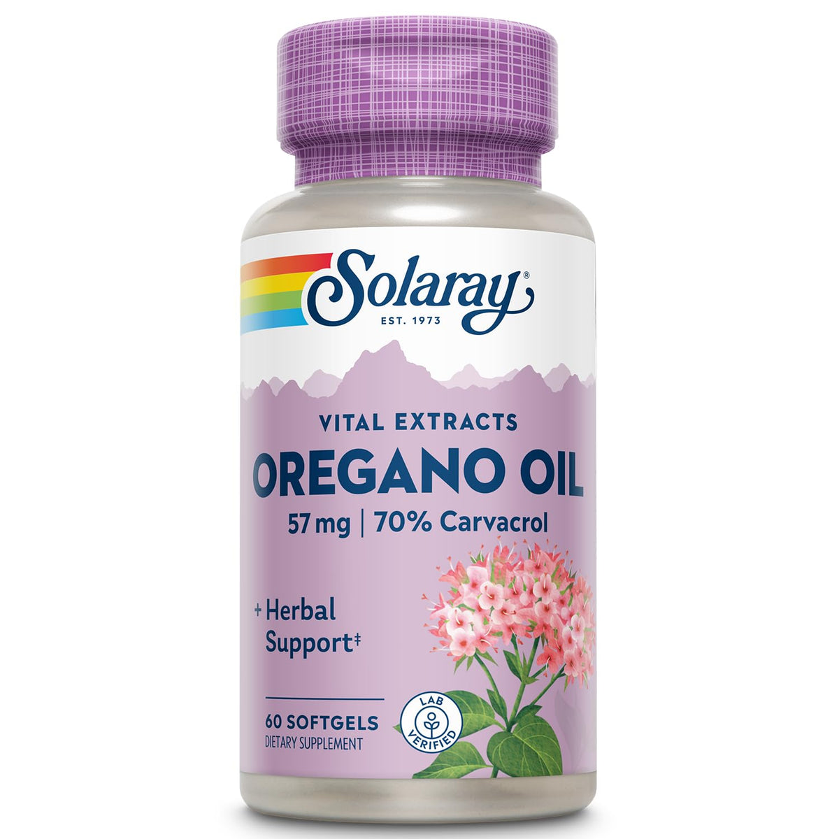 SOLARAY Oregano Oil softgels bottle shown for everyday wellness.