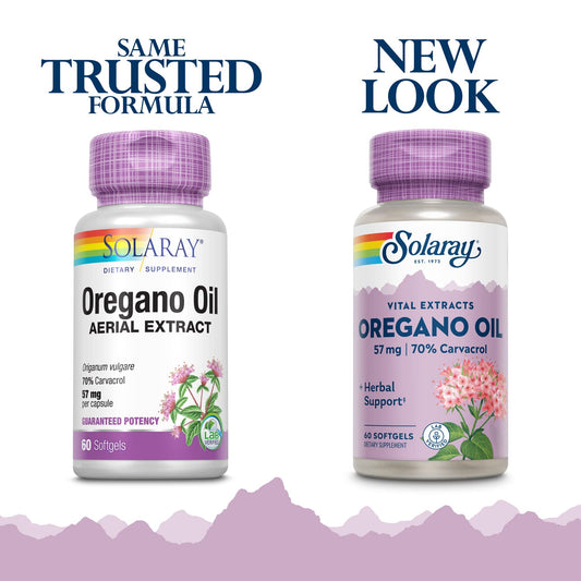 Close-up of SOLARAY oregano oil softgels.