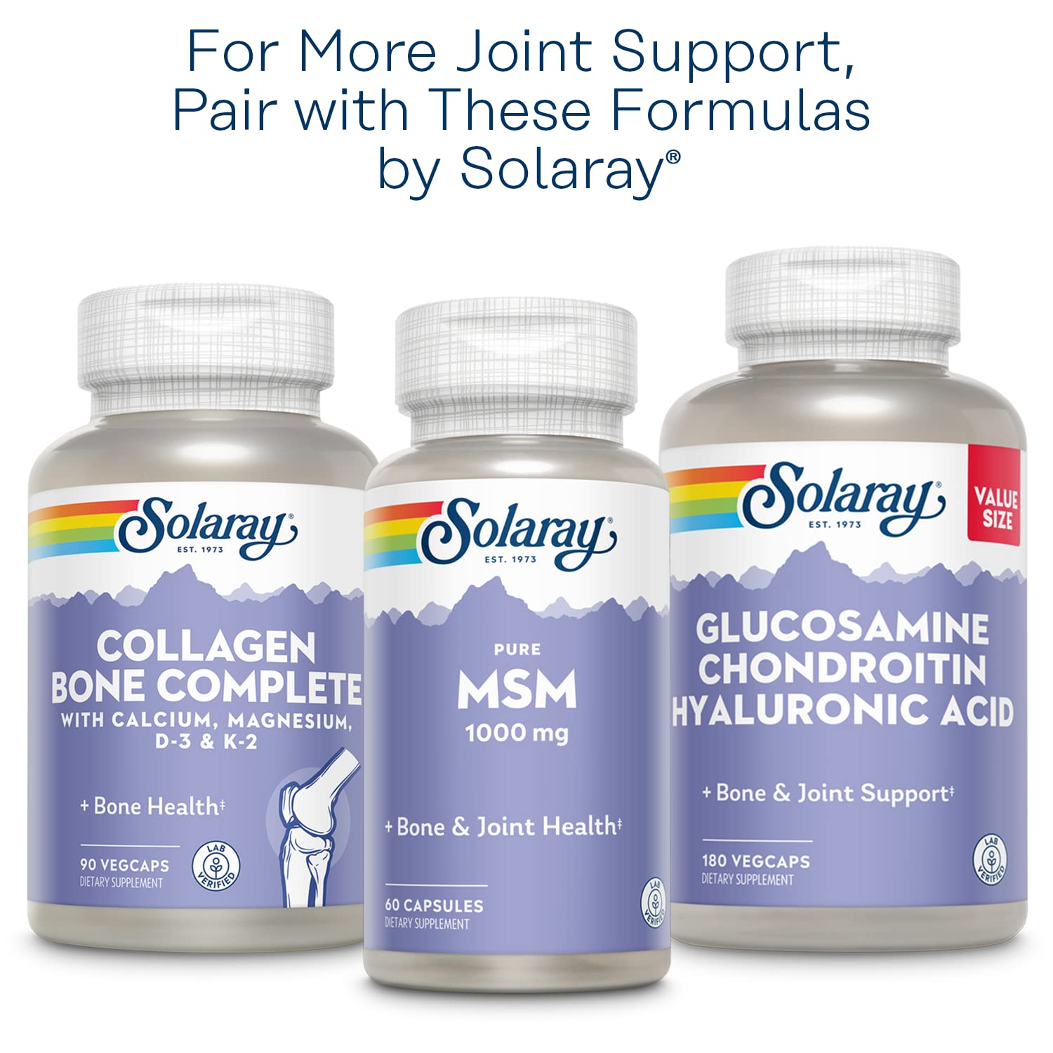 SOLARAY recyclable bottle packaging emphasizes sustainability while you maintain joint health