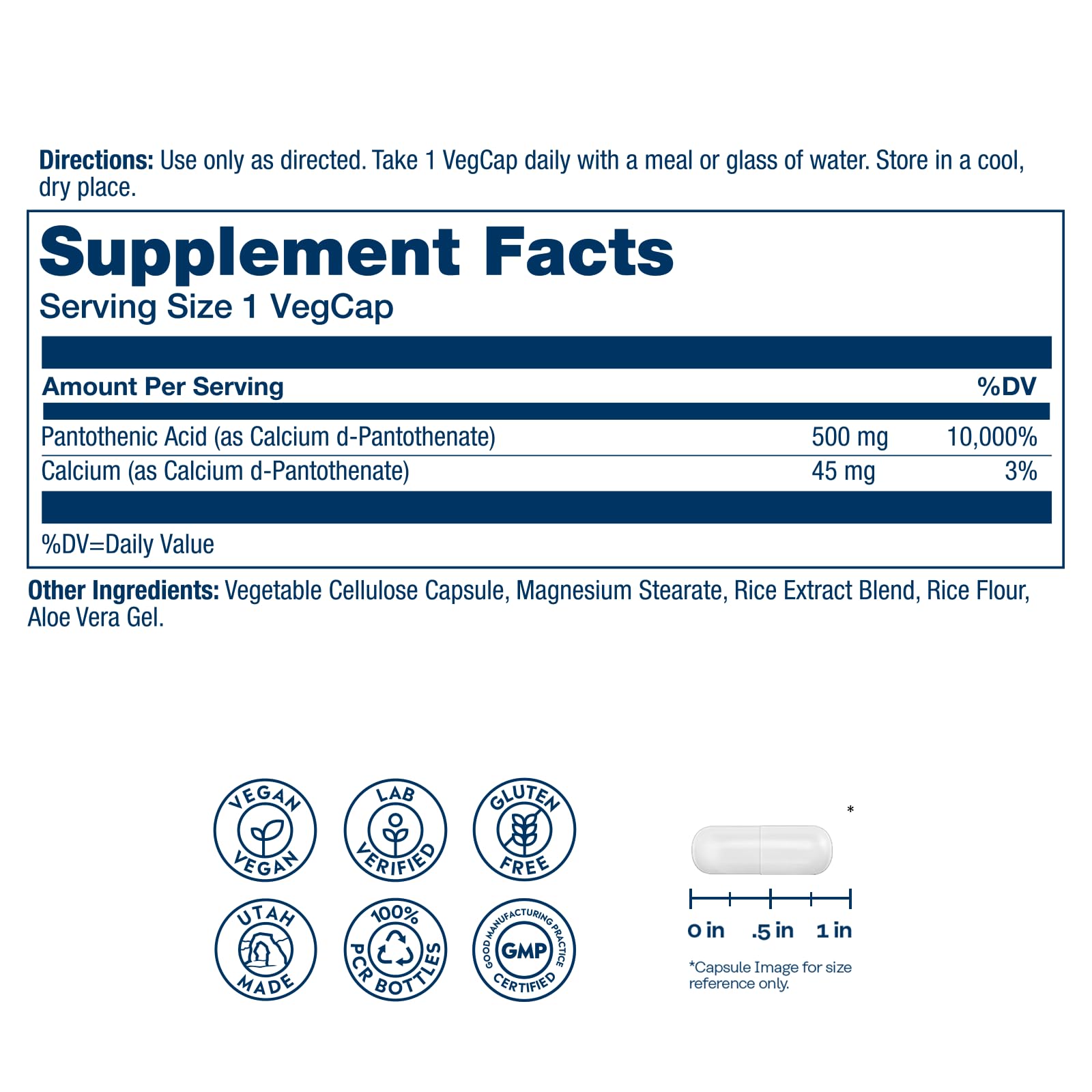 SOLARAY Pantothenic Acid capsules support nervous system health.