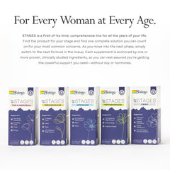 SOLARAY Postmenopause lifestyle scene, a woman taking capsules for daily balance.