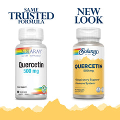 SOLARAY Quercetin 500 mg VegCaps capsules ready for daily use in a vegetarian formula.