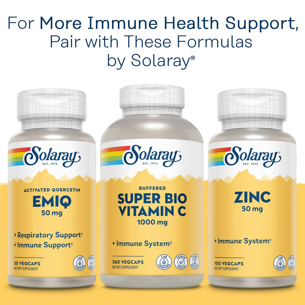 SOLARAY Quercetin 500 mg VegCaps displayed in a natural scene suggesting plant-based wellness.