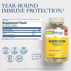 Solaray Quercetin Bromelain Vitamin C bottle label showing ingredients and purity.
