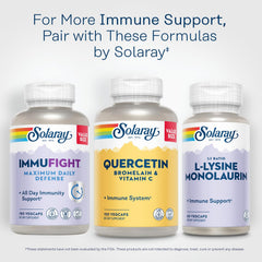 Solaray Quercetin Bromelain Vitamin C lab testing seal indicating quality control.