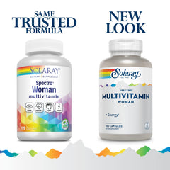 SOLARAY Spectro Woman bottle nutrition facts label highlights comprehensive nutrients