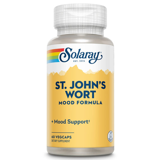 Solaray St. John's Wort 900 mg capsules bottle—potency for daily wellness.