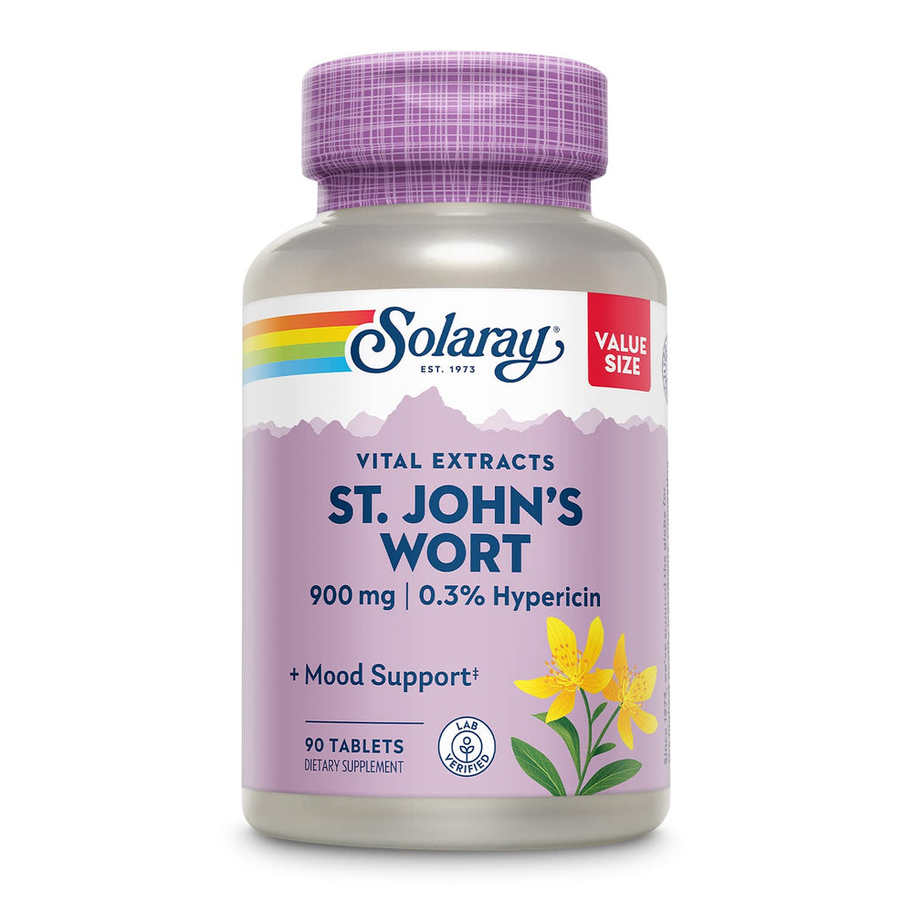 SOLARAY St. John's Wort Aerial Extract bottle for daily mood support.