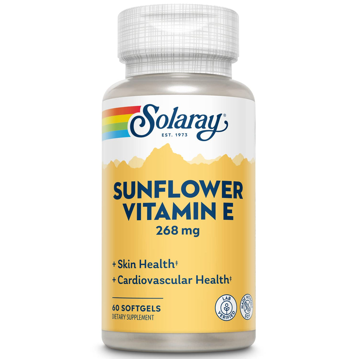 SOLARAY Super Bio E Sunflower softgel bottle for easy daily use.