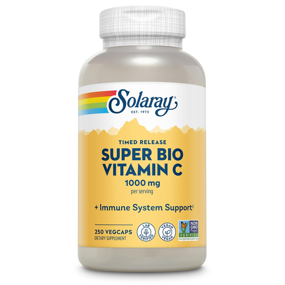 Solaray Super Bio Vitamin C 1000 mg bottle with two stage release for sustained support