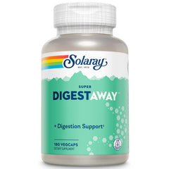 SOLARAY Super Digestaway bottle front highlights enzyme blend for improved digestion and nutrient absorption.