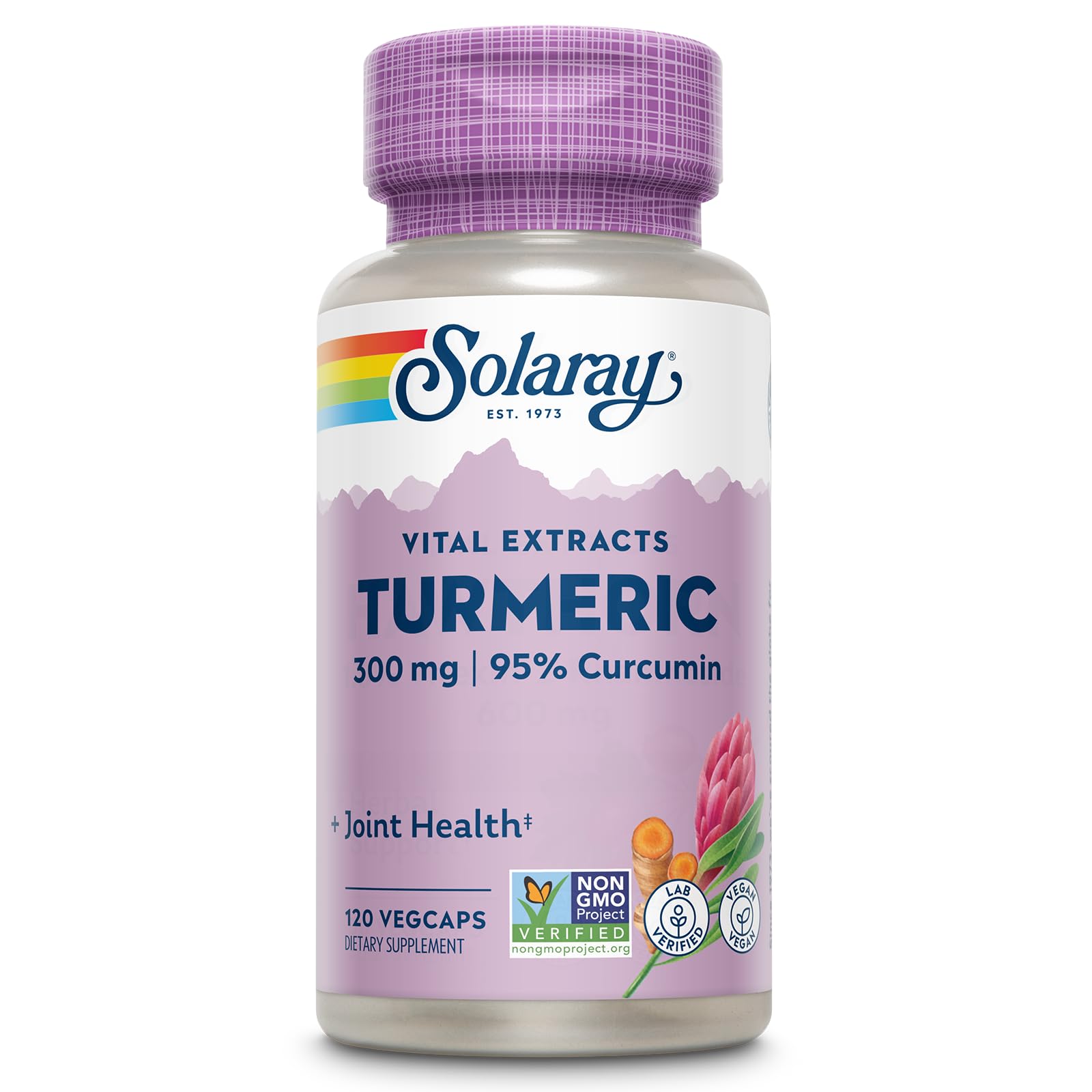 SOLARAY Turmeric 300 mg bottle front view for joint support.