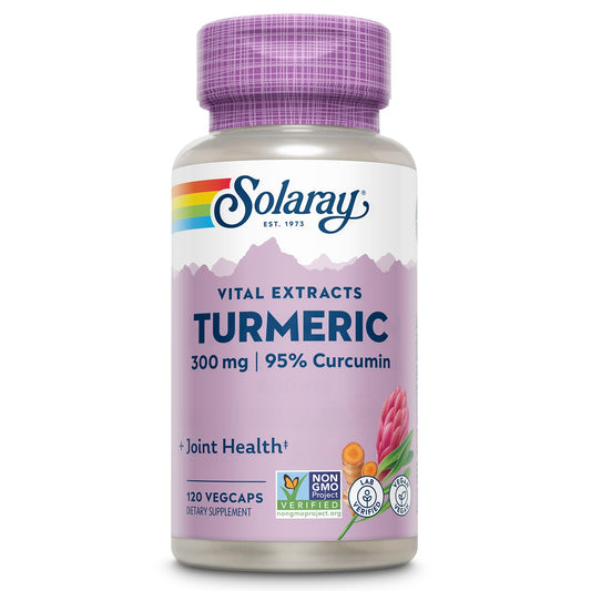 SOLARAY Turmeric 300 mg bottle front view for joint support.