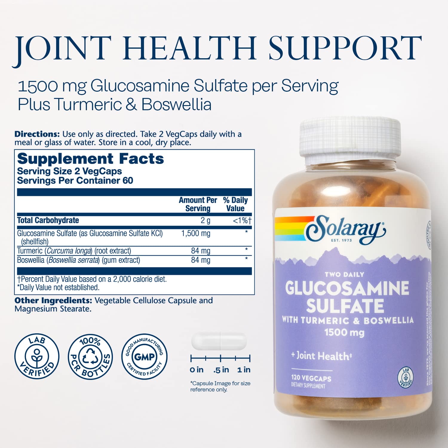 SOLARAY Turmeric Boswellia extracts image highlighting botanicals for joint support