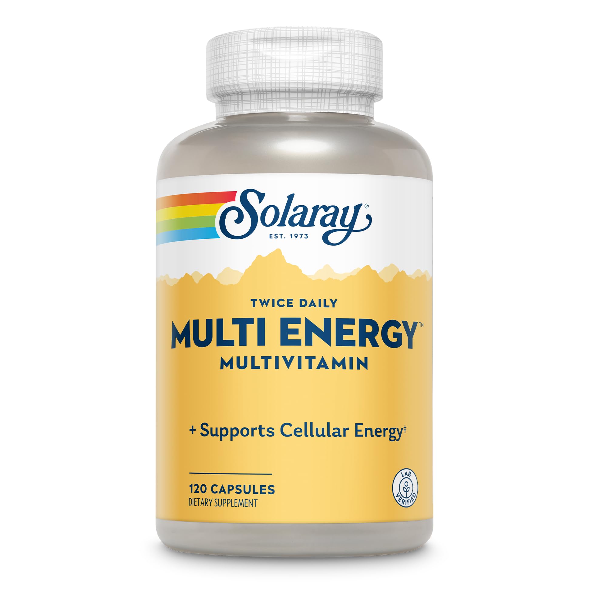 SOLARAY Twice Daily Multi Energy Multivitamin bottle for daily immune support and energy