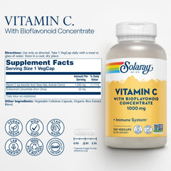 Solaray Vitamin C capsules with rose hips and acerola demonstrate natural blend.