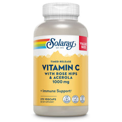 SOLARAY Vitamin C 1000mg capsules in bottle for steady daily immune support.