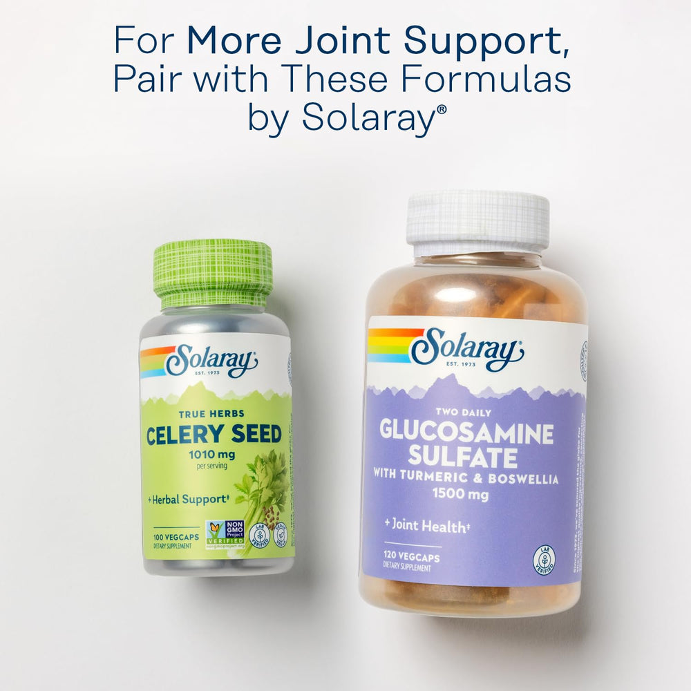 SOLARAY bottle with vitamin C note emphasizes absorption support.