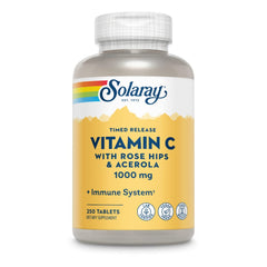 SOLARAY Vitamin C bottle with rose hips and acerola for immune support.