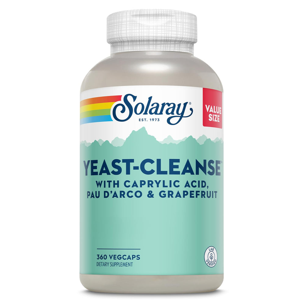 SOLARAY Yeast Cleanse bottle-front signaling easy daily antioxidant support