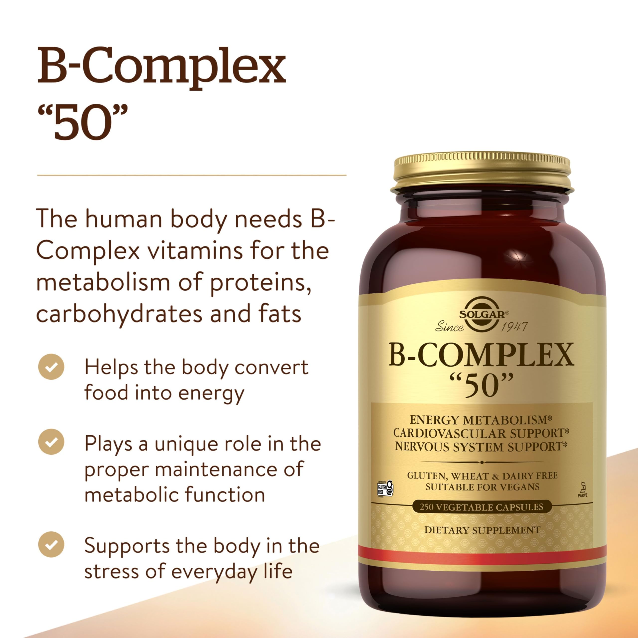 Solgar B-Complex 50 capsules ready for daily nourishment and nervous system support