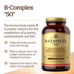 Solgar B-Complex 50 capsules ready for daily nourishment and nervous system support