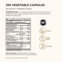 Solgar B-Complex 50 label closeup showing B vitamin benefits