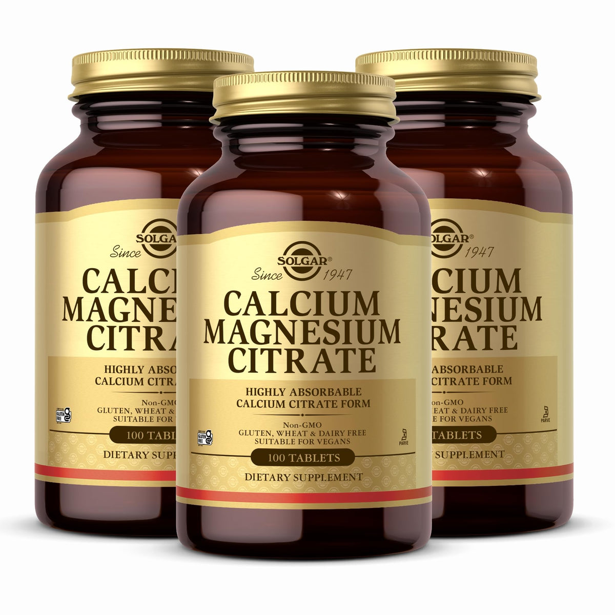 Solgar Calcium Magnesium Citrate bottle front for bone health support