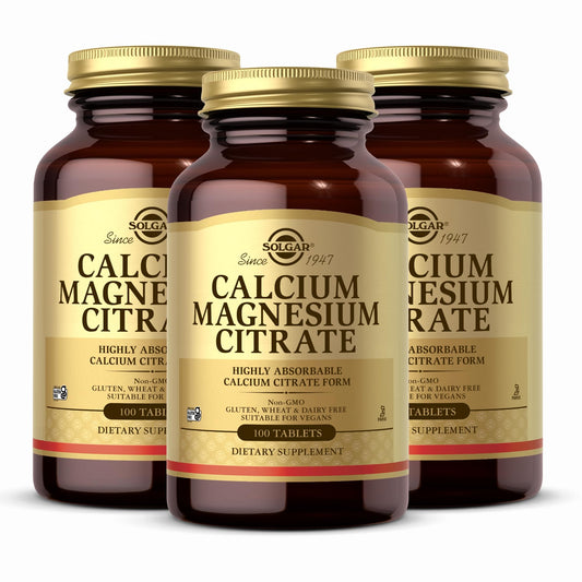 Solgar Calcium Magnesium Citrate bottle front for bone health support