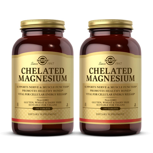 Solgar Chelated Magnesium bottle-front showing the product and high-absorption formula.