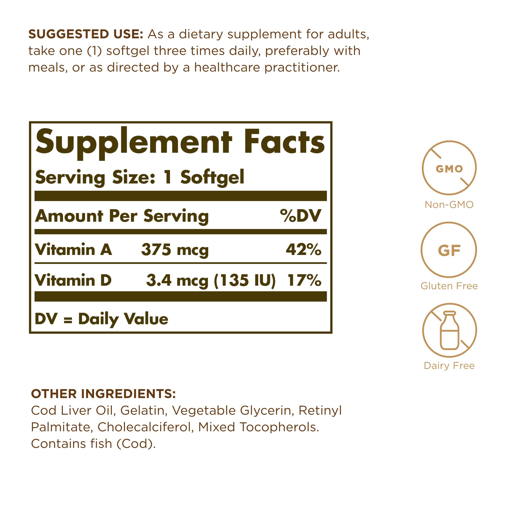 Solgar Cod Liver Oil softgels arranged for daily use.