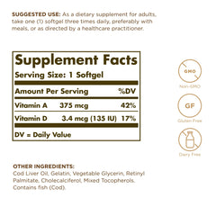 Solgar Cod Liver Oil softgels arranged for daily use.