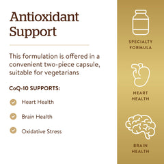 Solgar CoQ-10 vegetarian capsules suitable for plant-based diets